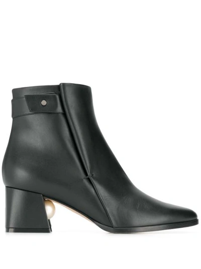 Nicholas Kirkwood Miri Faux Pearl-embellished Leather Ankle Boots In Black