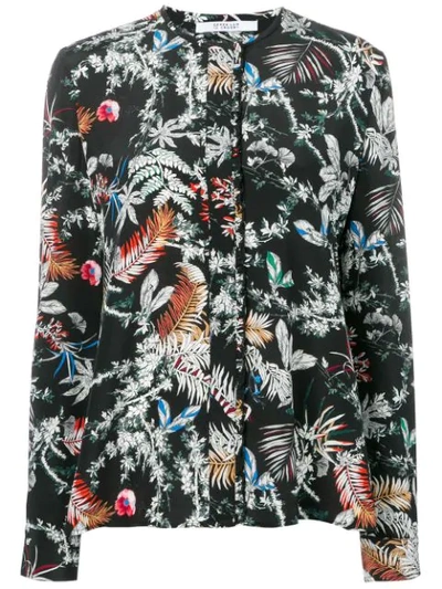 Derek Lam 10 Crosby Wallpaper Floral Print Blouse In Black