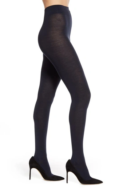 Falke Family Cotton 94 Opaque Tights In Navy