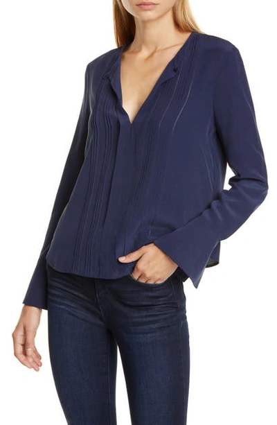 L Agence Women's Simone Pleated Silk Blouse In Navy