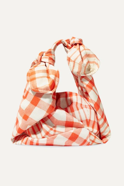 Simone Rocha Baby Wrap Checked Taffeta Shoulder Bag In Red
