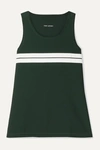 Tory Sport Striped Stretch-mesh Tank In Forest Green