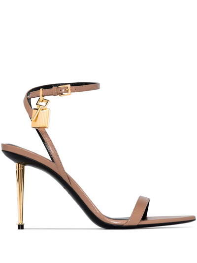 Tom Ford 85mm Padlock Leather Sandals In Pink
