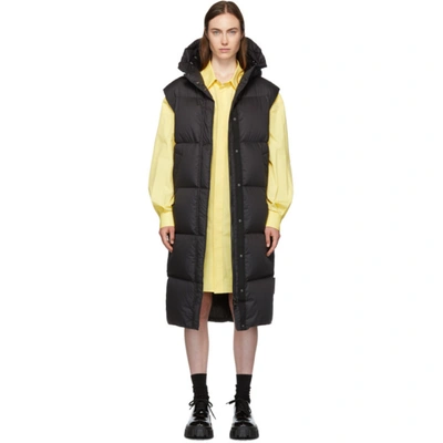 Moncler Hooded Quilted Cotton Down Vest In Black