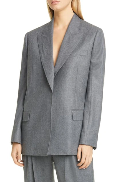 Stella Mccartney Flannel Oversized Blazer In Grey Melange