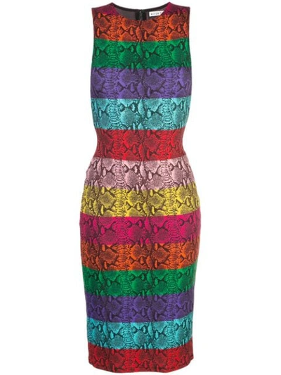 Alice And Olivia Alice + Olivia Delora Rainbow Snake Print Midi Dress In Rainbow Snake Stripe