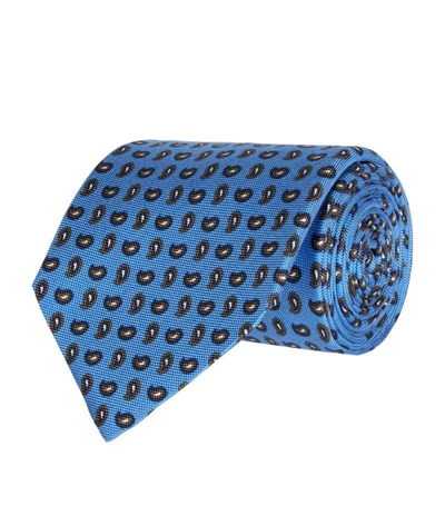 Eton Men's Silk Paisley Tie In Medium Blue
