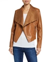 Bagatelle Draped Faux Leather Jacket In Granite