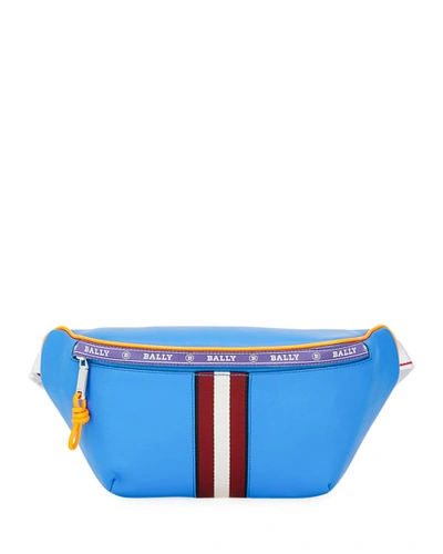 Bally Men's Trainspotting Leather Belt Bag/fanny Pack In Blue