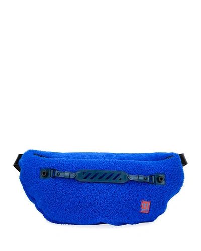 Off-white Men's Medium Lamb-shearling Belt Bag/fanny Pack, Blue