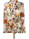 Off-white Floral-print Pyjama Style Top In Neutrals