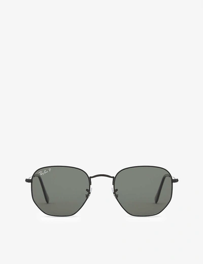 Ray Ban Ray-ban Mens Black Rb3548n Hexagonal Sunglasses In Grey-black