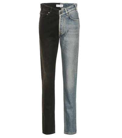 Balenciaga V-waist Two-tone Straight-leg Jeans In Blue