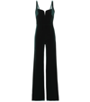 Galvan Eclipse Velvet Wide-leg Jumpsuit In Dark Hunter Green