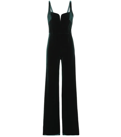 Galvan Eclipse Velvet Wide-leg Jumpsuit In Dark Hunter Green