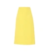 Prada High Rise Back Slit Detail Skirt In Yellow