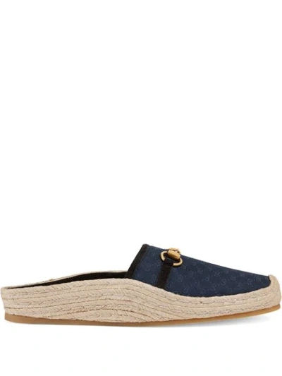 Gucci Gg-jacquard Backless Espadrille Loafers In Blue