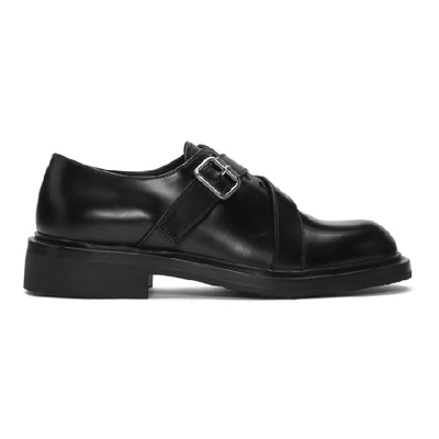 Prada Spazzalato Leather Monk-strap Shoes In Black