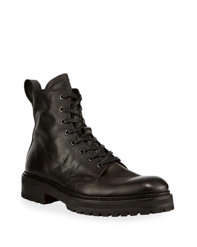 John Varvatos Men's Union Leather Combat Boots In Black