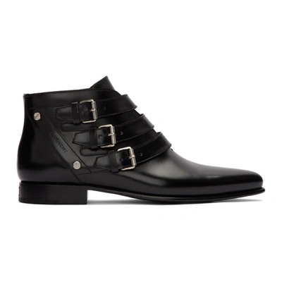 Givenchy Cracked Leather Pointed Toe Ankle Boots In 001 Black