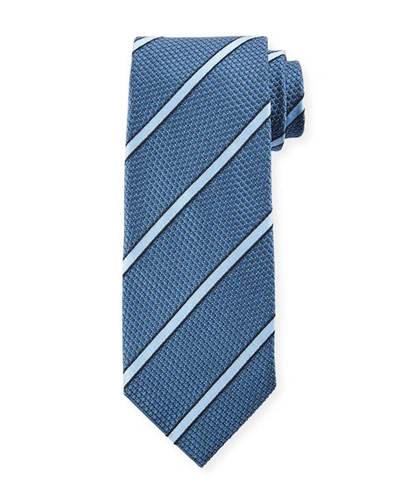 Tom Ford Striped 8cm Silk-cotton Tie, Blue