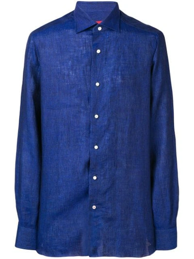 Isaia Men's Solid Chambray Sport Shirt In Blue