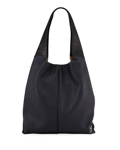 Hayward Grand Shopper Leather Tote Bag In Navy