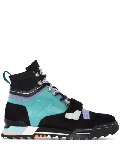 Off-white Men's Arrow Colorblock Hiking Sneaker Boots In Black