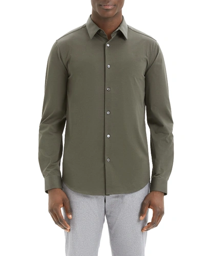 Theory Sylvain Structure Knit Regular Fit Shirt In Eclipse