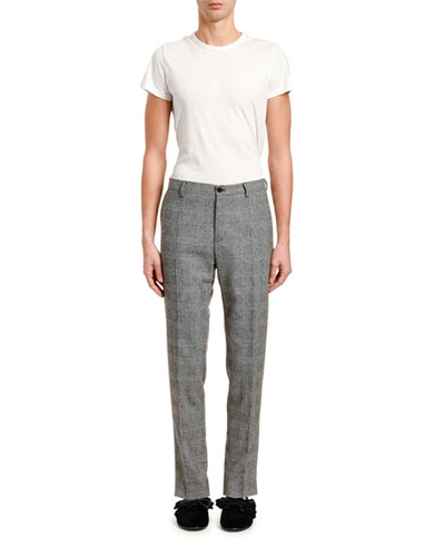 Dolce & Gabbana Men's Glen Plaid Wool Flat-front Pants In Gray