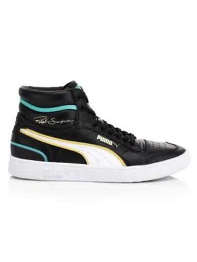 Puma Men's Ralph Sampson Mid Hoops Leather Sneakers In Black