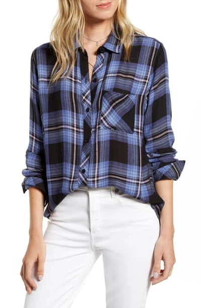 Rails Hunter Plaid Button-down Top In Midnight Blue Pink