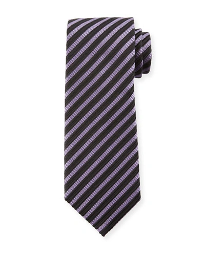 Tom Ford Striped Silk 8cm Tie, Purple