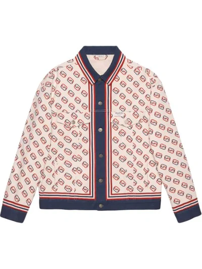 Gucci Printed Cotton Twill Jacket In Neutrals