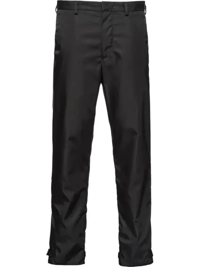 Prada Adjustable-cuff Nylon-gabardine Trousers In Black