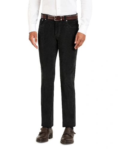 Isaia Men's Straight-leg 5-pocket Corduroy Pants In Black