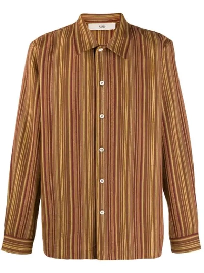 Séfr Ripley Jacquard-striped Brushed Cotton-twill Shirt In Neutrals