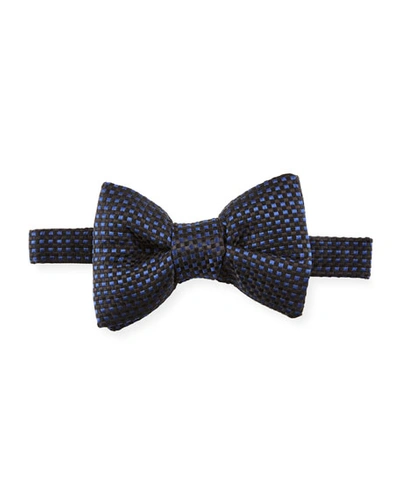 Tom Ford Check Silk Bow Tie In Blue