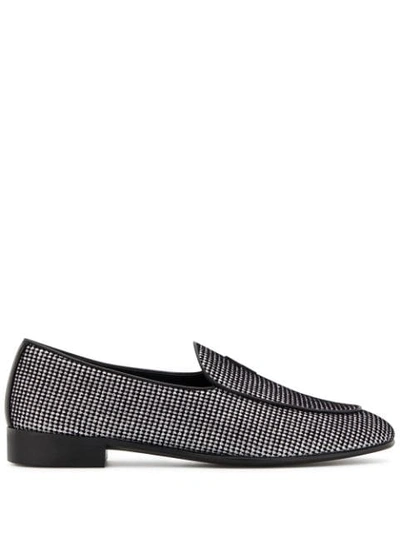 Giuseppe Zanotti Men's Velvet Glitter Dot Loafers In Silver