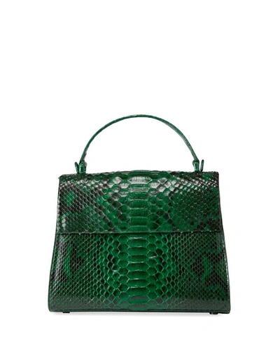Nancy Gonzalez Large Python Top-handle Bag With Strap In Green