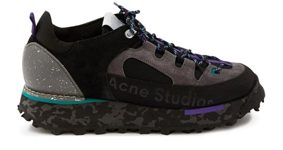 Acne Studios Berton Logo-printed Leather, Suede And Neoprene Sneakers In Black Multi