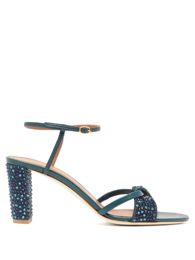 Malone Souliers Tara Crystal-embellished Leather Sandals In Blue