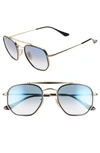 Ray Ban 52mm Aviator Sunglasses In Gold/ Blue/ Blue Gradient
