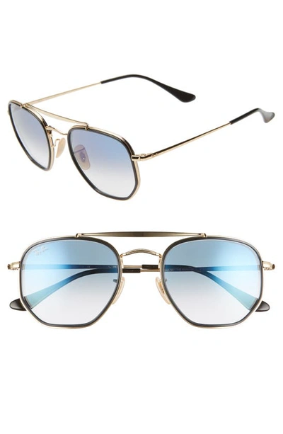 Ray Ban 52mm Aviator Sunglasses In Gold/ Blue/ Blue Gradient