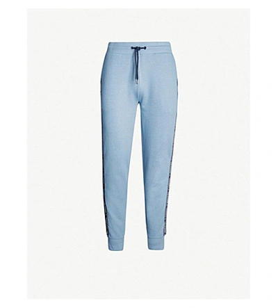 Tommy Hilfiger Tapered Cotton-jersey Jogging Bottoms In Light Blue