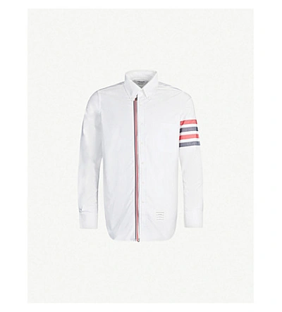 Thom Browne Striped-trim Regular-fit Cotton-twill Shirt In White