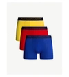Polo Ralph Lauren Pack Of Three Classic-fit Stretch-cotton Boxer Briefs In Navy/red/yellow