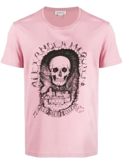 Alexander Mcqueen Skull-print Cotton-jersey T-shirt In Pink