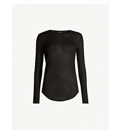 Joseph Long-sleeved Ribbed Jersey T-shirt In Black