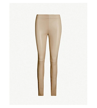 Joseph High-rise Leather Leggings In Coffee